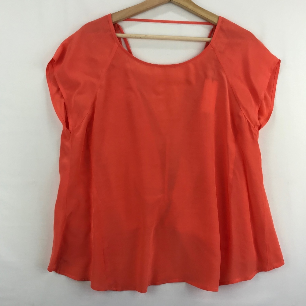 Sugar Lips Drape Back Top Coral Orange Short Sleev